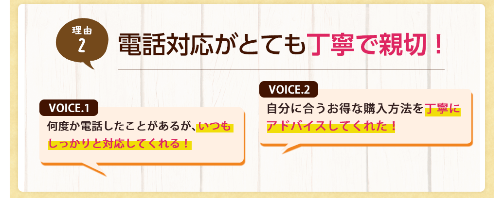 理由2 電話対応がとても丁寧で親切！